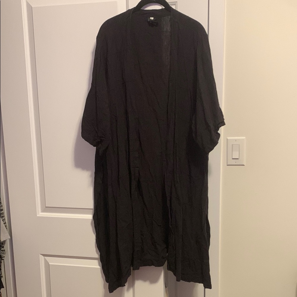 KALIYANA Dark Purple Linen Long Artwear M/L